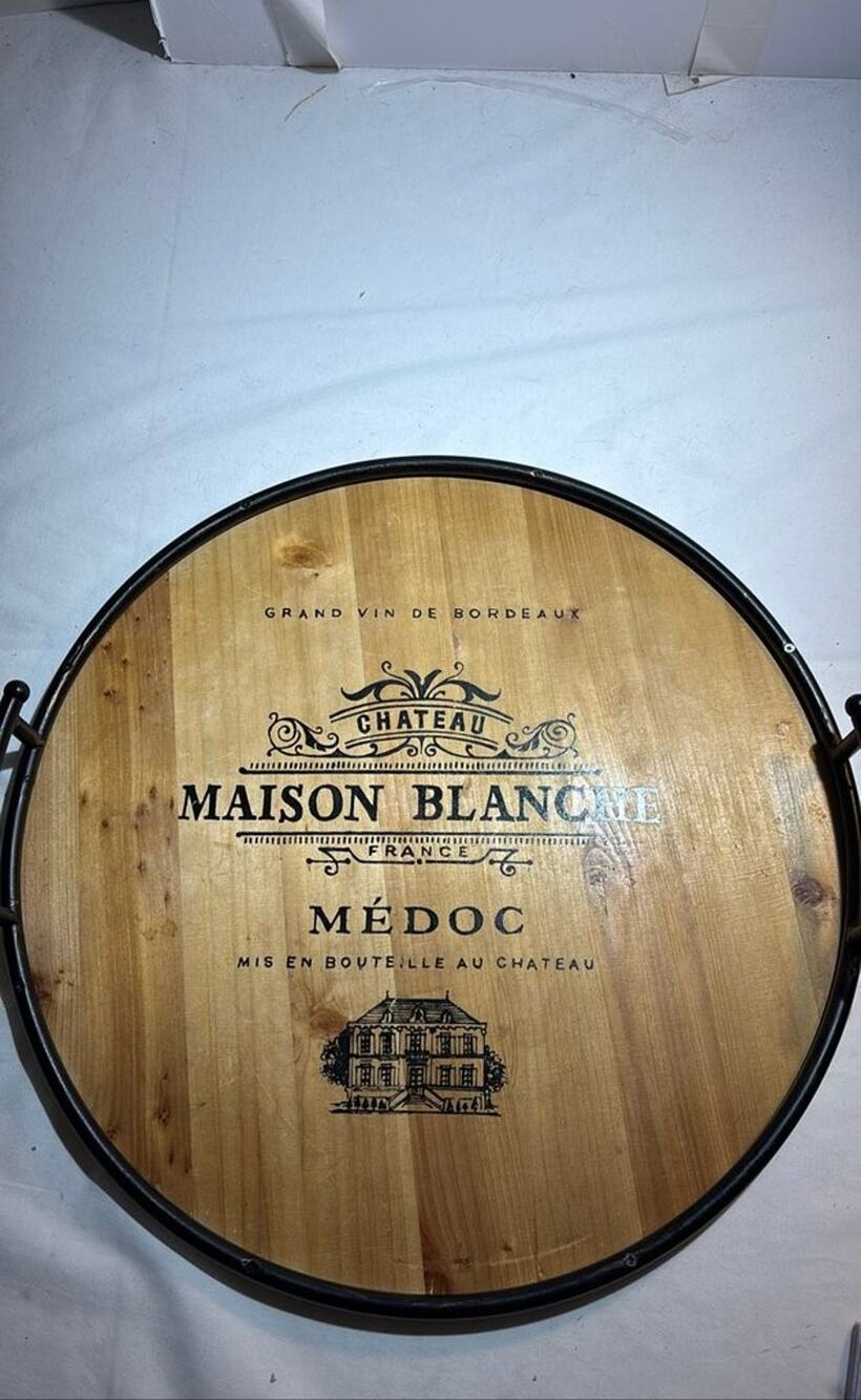Maison Blanche Wine Barrel Lid Serving Tray